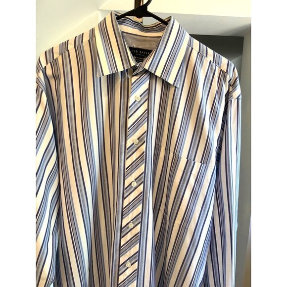 Ted Baker mens shirt 15.5’ collar 44ch 31L cotton stripe exceptional condition - Picture 5 of 5